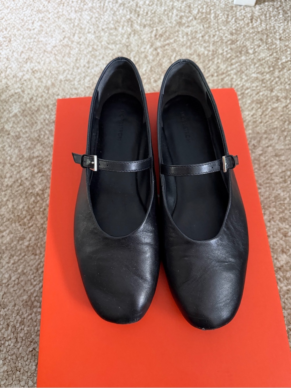Nordstrom Black Leather Mary Jane Flats